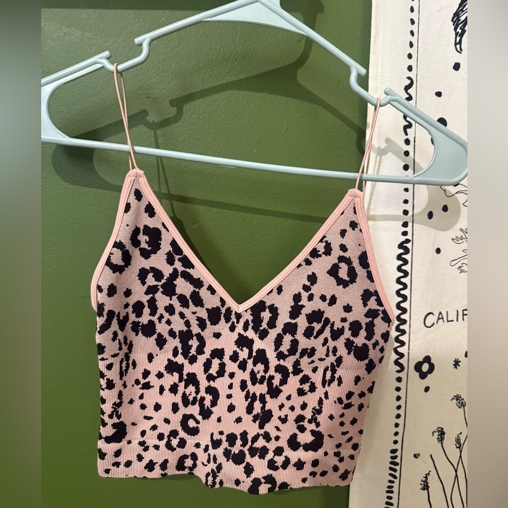 Free people Leopard Print Pink Cami Top